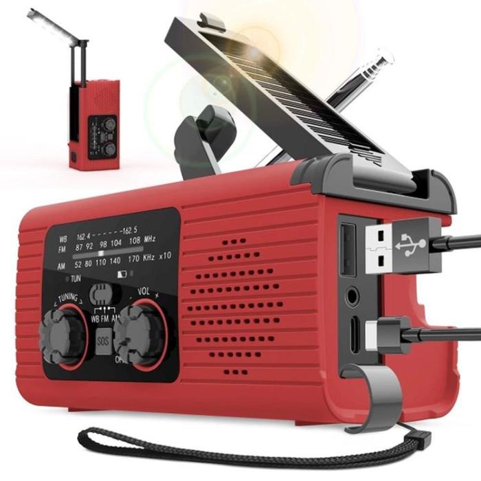 Pristar - Pristar Radio FM med Ficklampa 4000 mAh YX318 - Röd