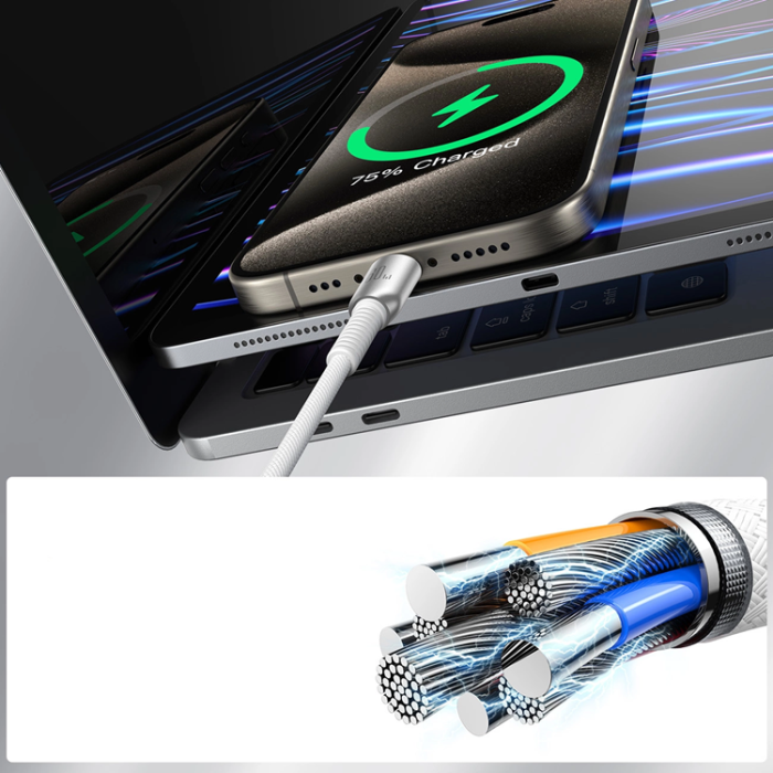 Joyroom - Joyroom S-A51 60W USB-C - USB-C Kabel 1.2m - Ljusgrå