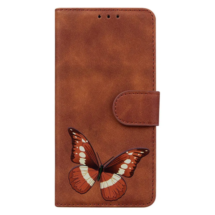 Taltech - iPhone 15 Pro Max Plånboksfodral Fjärilstryck - Brun