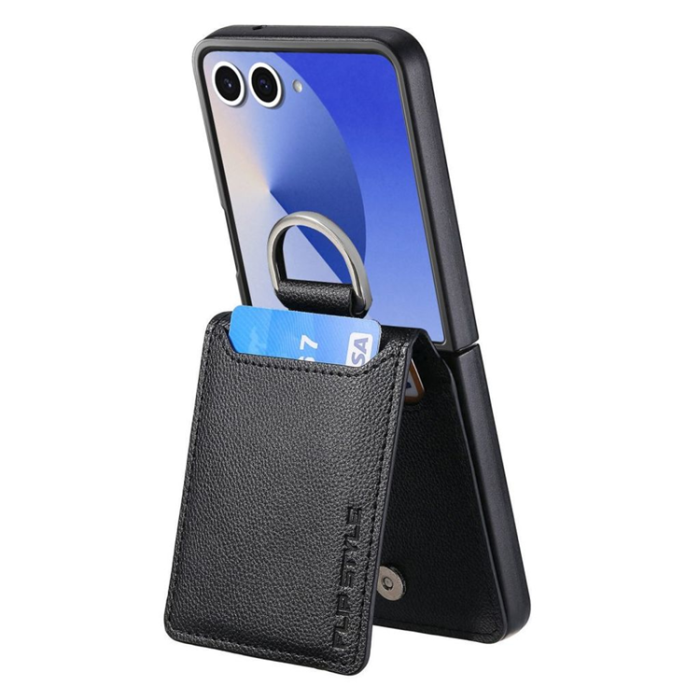A-One Brand - Galaxy Z Flip 7 Mobilskal Korthållare Kickstand - Svart