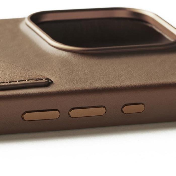 Mujjo - Mujjo iPhone 16 Pro Mobilskal MagSafe Korthållare - Tan