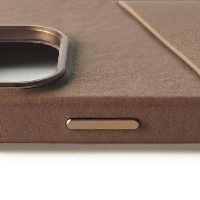 Mujjo - Mujjo iPhone 16 Pro Mobilskal MagSafe Korthållare - Tan