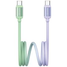 USAMS - USAMS USB-C till USB-C Kabel PD 60W 1.2m Bicolor SJ756 - Grön/Lila