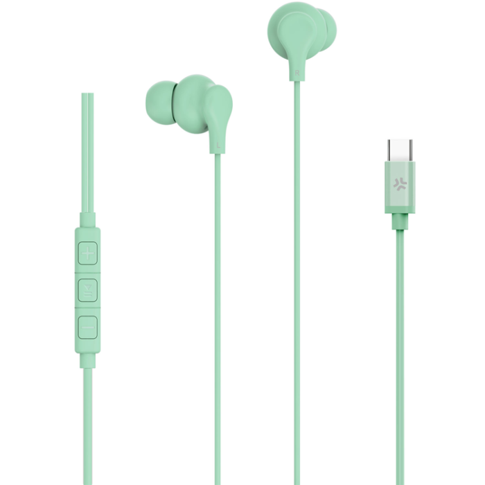 Celly - Celly Hörlurar In-Ear Kabel USB-C UP1600 - Ljusgrön