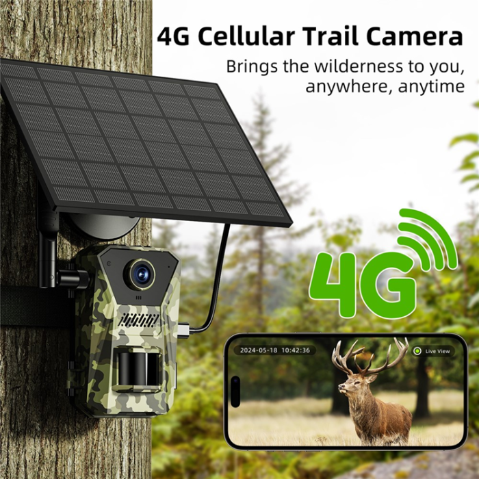 OEM - Solcellsdriven 4G-Jaktkamera med Vattentät PIR-nattseende HD F8