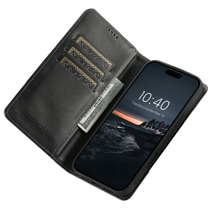 SUTENI - SUTENI iPhone 17 Plånboksfodral PU Läder - Svart