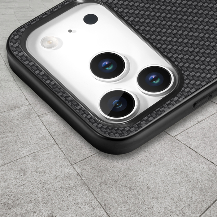 A-One Brand - iPhone 17 Pro Max Mobilskal Carbon Fiber PU Läder - Svart