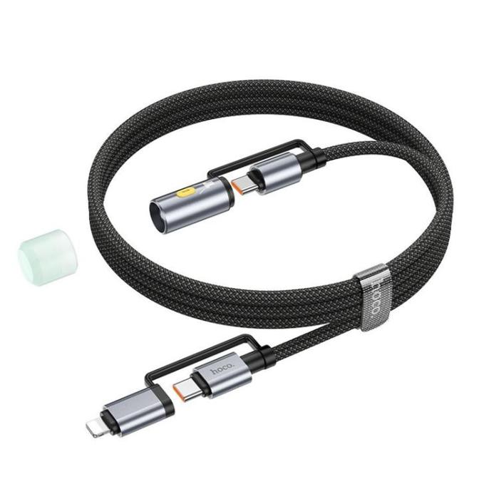 Hoco - Hoco USB-C/Lightning Till USB-C, LED-ljus 60W 3A Kabel 1.2m U138 - Svart
