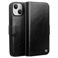 QIALINO - QIALINO iPhone 13 Plånboksfodral Äkta läder Flip - Svart