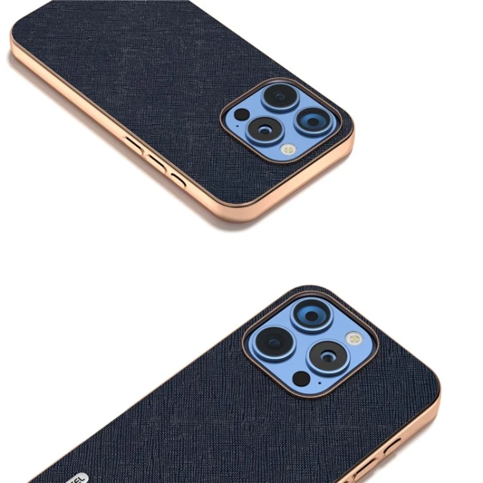 ABEEL - Abeel iPhone 16 Pro Mobilskal Äkta Läder Cross Texture - Blå