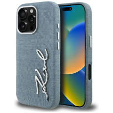 KARL LAGERFELD - Karl Lagerfeld Mobilskal F&ouml;r iPhone 16 Pro Jeans Signature Logo - Bl&aring;