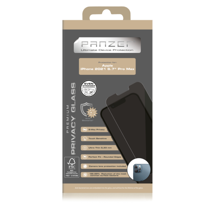 UTGATT1 - Panzer Full-Fit Privacy 2-way Härdat Glas iPhone 13 Pro Max