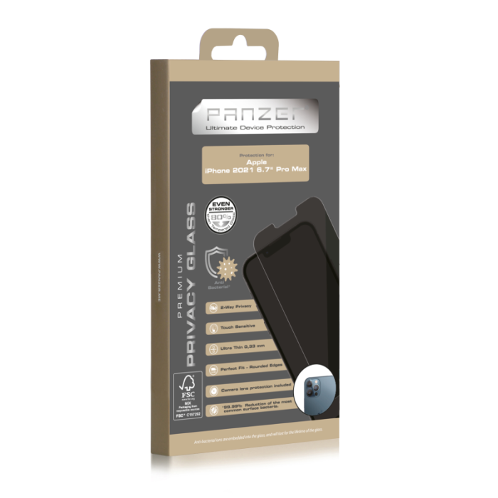 UTGATT1 - Panzer Full-Fit Privacy 2-way Härdat Glas iPhone 13 Pro Max