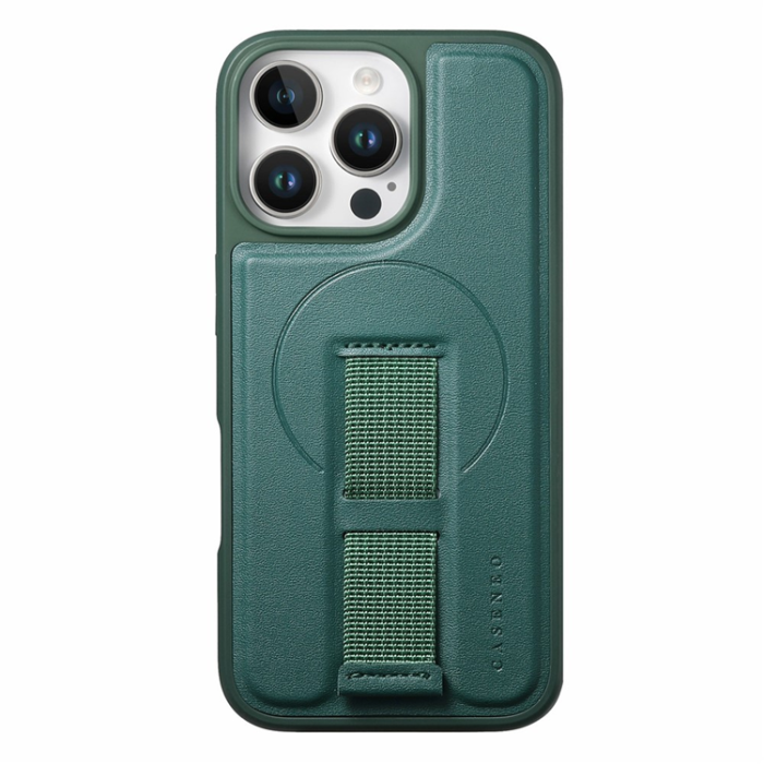 CASENEO - CASENEO iPhone 16 Pro Max Mobilskal MagSafe med Handrem - Grön