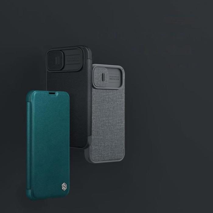 Nillkin - Nillkin iPhone 14 Plus Plånboksfodral Qin Cloth Pro - Grå