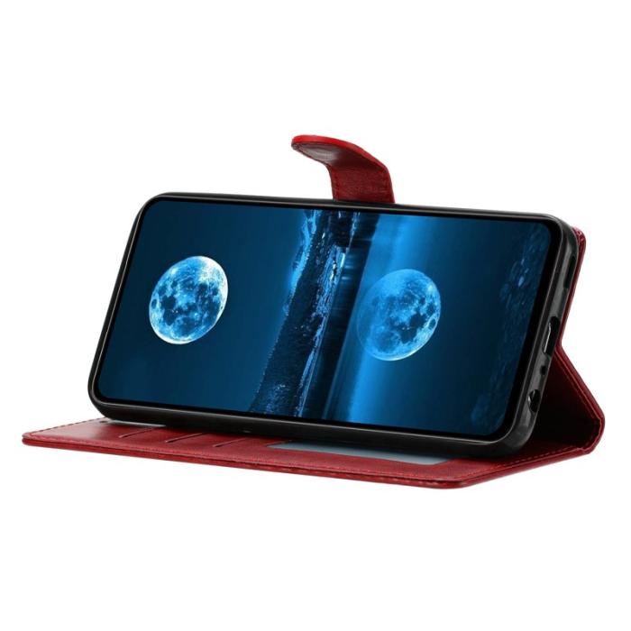 OEM - Samsung Galaxy S26 Plus Plånboksfodral Konstläder Ställfunktion - Röd