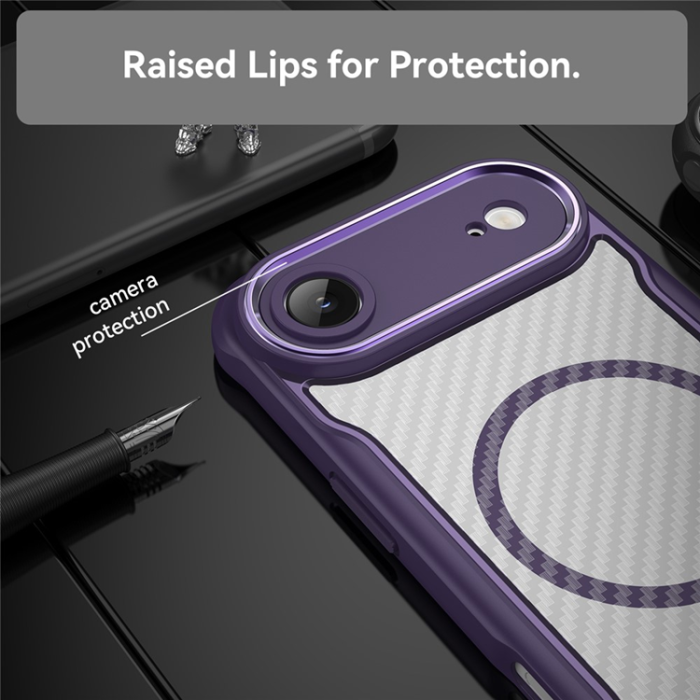 A-One Brand - iPhone 17 Air Mobilskal MagSafe Carbon Fiber - Lila