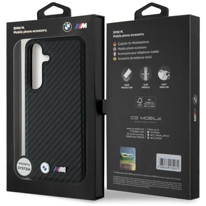 BMW - BMW Galaxy S25 Plus Mobilskal MagSafe Läder Carbon - Svart