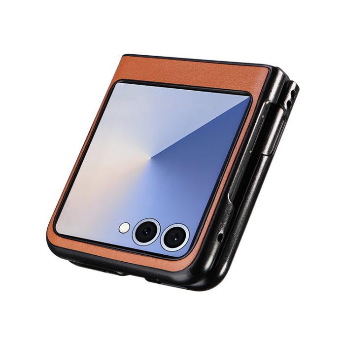 A-One Brand - Galaxy Z Flip 7 Mobilskal PU Läder Protective - Brun