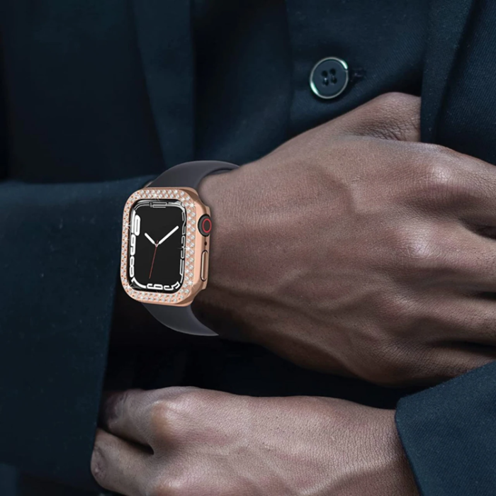 A-One Brand - Apple Watch 7/8/SE (41mm) Skal Rhinestone - Rosa Guld