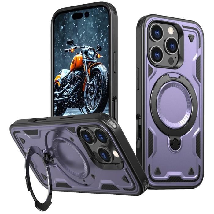 N/A - Mobilskal till iPhone 16 Pro Plast Militärt Skydd Kickstand - Lila