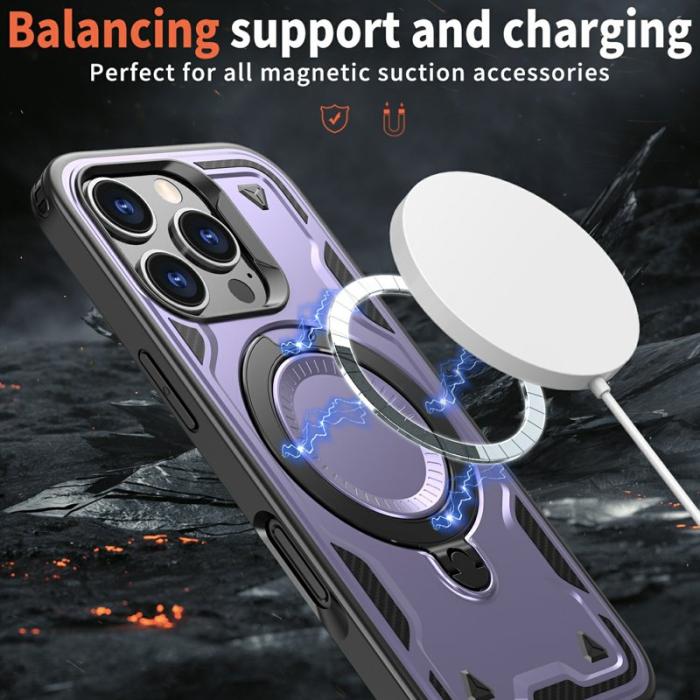 N/A - Mobilskal till iPhone 16 Pro Plast Militärt Skydd Kickstand - Lila