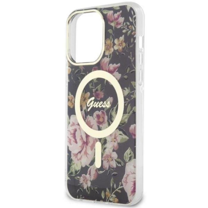 Guess - Guess iPhone 14 Pro Max Mobilskal MagSafe Flower - Svart