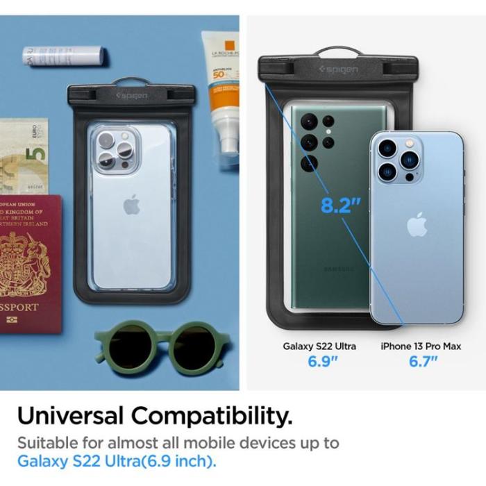Spigen - Spigen 2-Pack Universala Vattentät Mobilväskor A601 - Svart