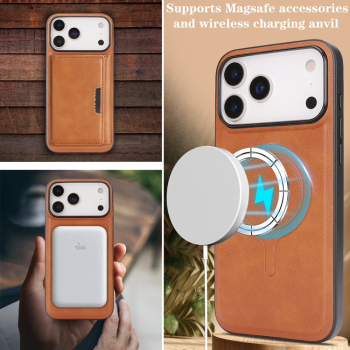 A-One Brand - iPhone 17 Pro Mobilskal MagSafe Kickstand Tri-fold Korthållare