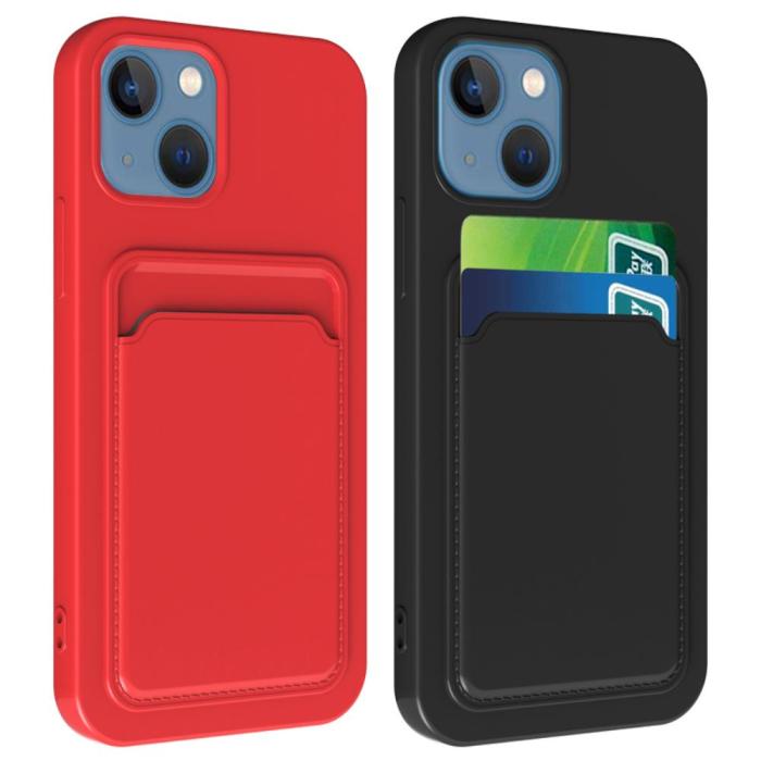 OEM - iPhone 8 Skal med Kortfack - Röd