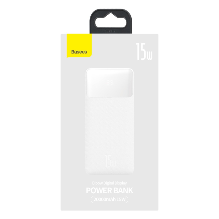 UTGATT - Baseus Pwerbank 20000 mAh 15W Bipow + Micro-USB Kabel - Vit