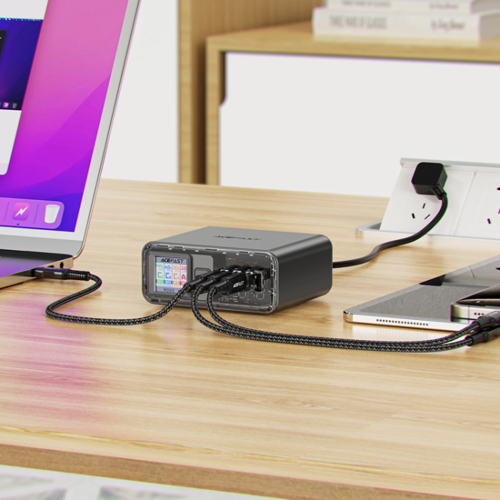 Acefast - Acefast Z4 PD 218W GaN 3 x USB-C + USB-A Hubba - Grå