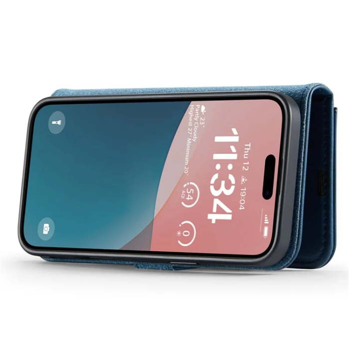 DG.MING - DG.MING iPhone 16 Plånboksfodral Split Läder - Blå