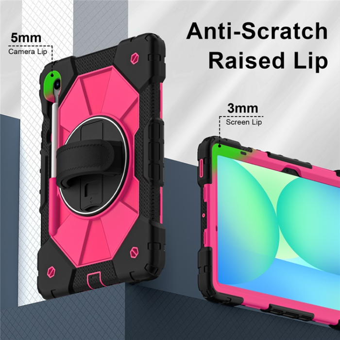 A-One Brand - Galaxy Tab S10 FE/S9 FE/S9 Skal Kickstand med Rem - Svart/Rosé
