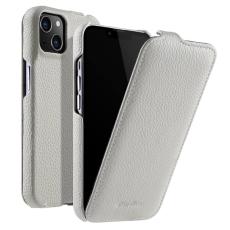 Melkco - MELKCO Mobilskal till iPhone 13 mini &Auml;kta L&auml;der + PC Vertikal Vit