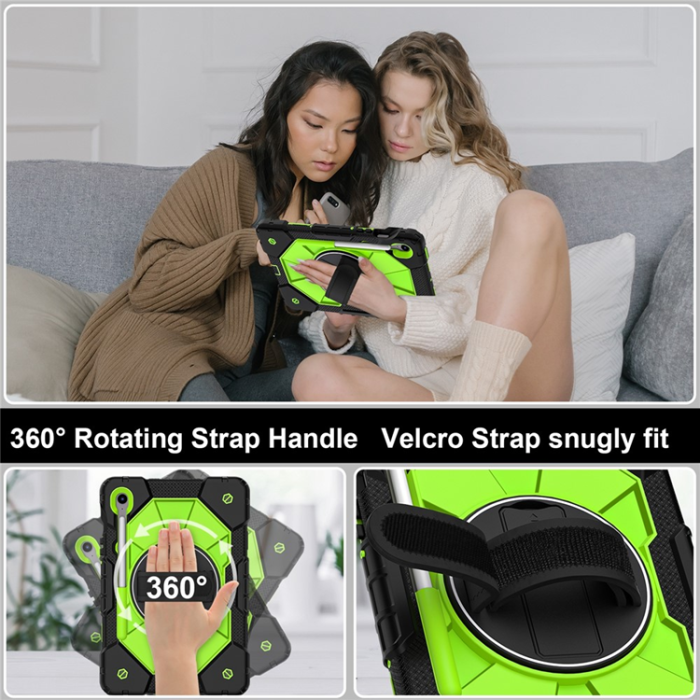 A-One Brand - Galaxy Tab S10 FE/S9 FE/S9 Skal Kickstand med Rem - Gulgrön