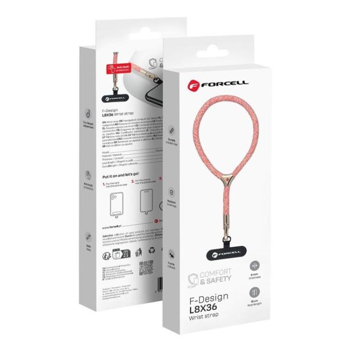 Forcell - Forcell Handled Mobilrem Lanyard med Justerbar Längd - Rosa Vit