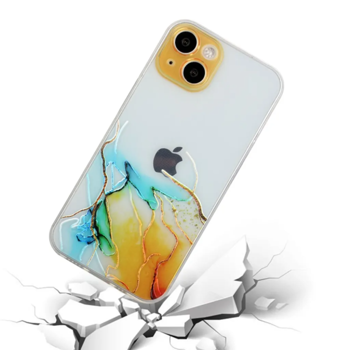 Taltech - iPhone 15 Mobilskal Marmor - Gul