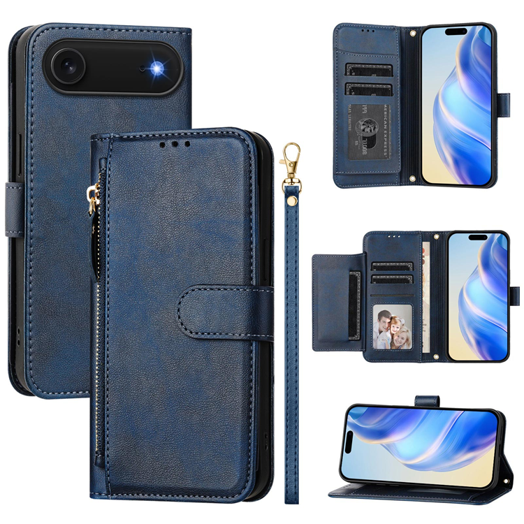 iPhone Air Plånboksfodral Zipper Pocket Läder - Blå | 2353 | AlltMobil