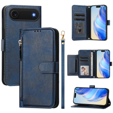 A-One Brand - iPhone 17 Air Plånboksfodral Zipper Pocket Läder - Blå