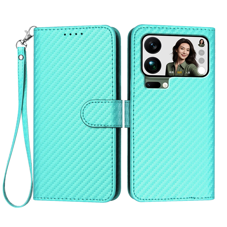 Xiaomi 17 Pro Max Konstläder Plånboksfodral Carbon Fiber (Ljusblå) | 2353 | AlltMobil