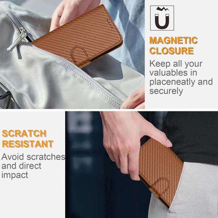 A-One Brand - Xiaomi 17 Pro Konstläder Plånboksfodral Carbon Fiber