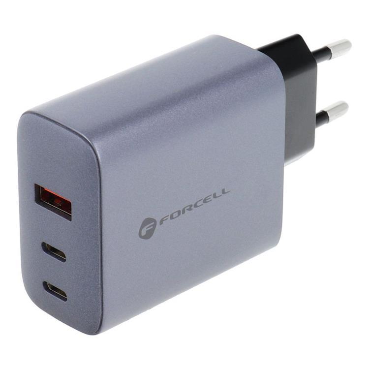 Forcell F-Energy GaN Väggladdare 65W 2xUSB-C 1xUSB-A VT-42B - Grå | 505295 | AlltMobil