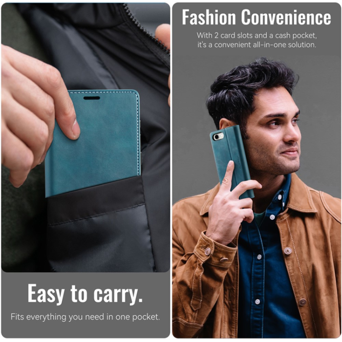 Caseme - Caseme iPhone 16e Plånboksfodral RFID Blocking - Grön