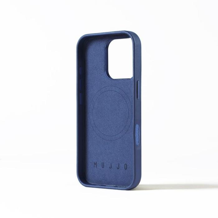 Mujjo - Mujjo iPhone 16 Pro Mobilskal MagSafe Läder - Blå