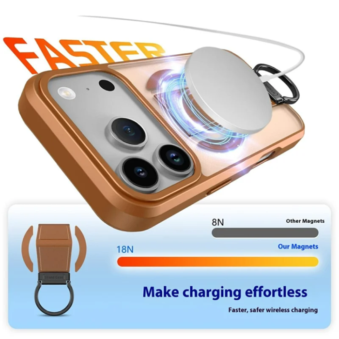 A-One Brand - iPhone 17 Pro Mobilskal Magsafe Metal D-Ring Kickstand - Khaki