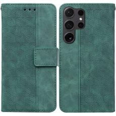 OEM - Pl&aring;nboksfodral f&ouml;r Samsung Galaxy S26 Ultra Konstl&auml;der med handledsrem - Gr&ouml;n