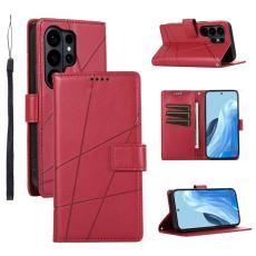 OEM - Pl&aring;nboksfodral f&ouml;r Samsung Galaxy S26 Ultra Konstl&auml;der med handledsrem - R&ouml;d
