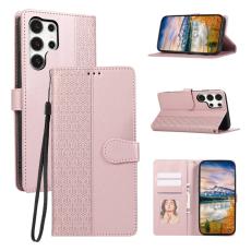 OEM - Mobilfodral f&ouml;r Samsung Galaxy S26 Ultra Konstl&auml;der med handledsrem - Ros&eacute;guld