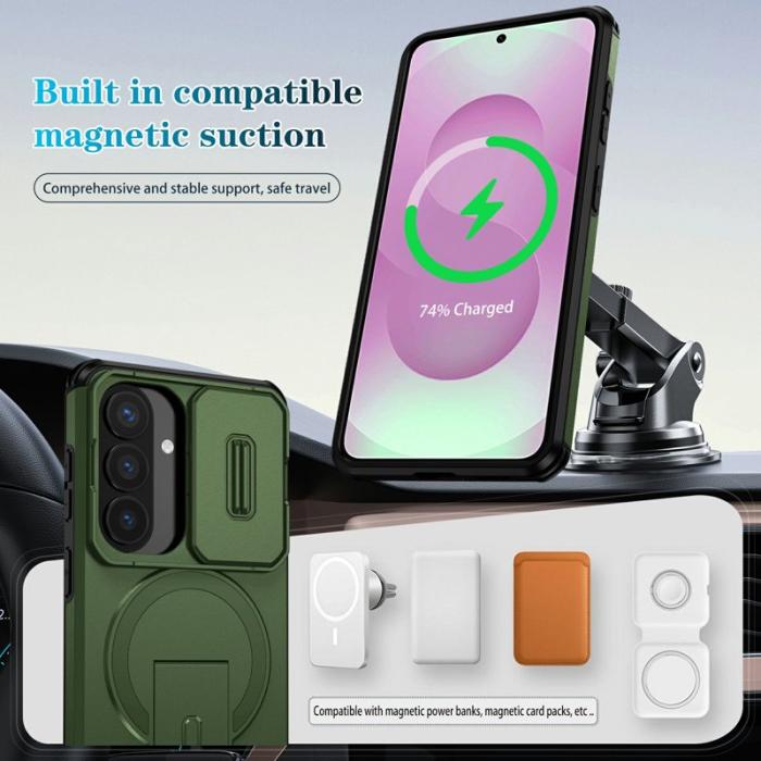 OEM - Mobilskal för Samsung Galaxy S26 Magnetiskt Kickstand PC + TPU - Grön